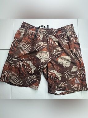 Gerry Weber Men's Leaf-Print Swim Shorts — Brown & Rust